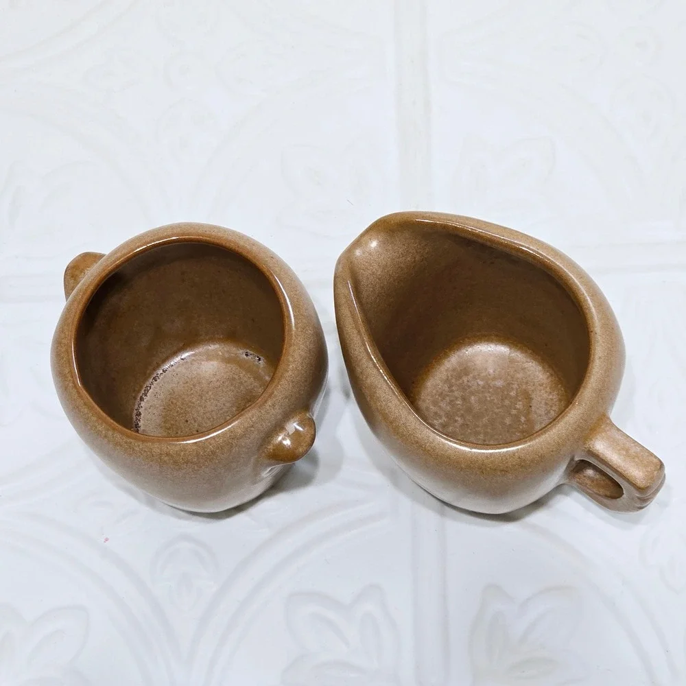 Frankoma Pottery Creamer Sugar Plainsman Brown‎ Tan 5DA 5DB